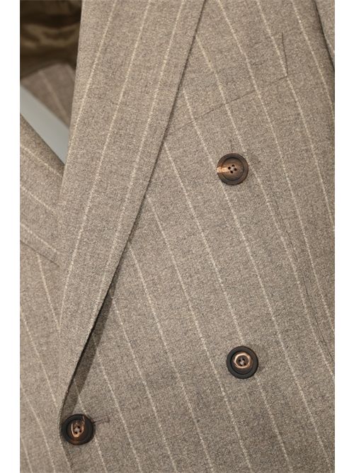 Abito doppiopetto in lana e cashmere gessato Tortora Tagliatore | 2SVS20B11 C90055 ET835727